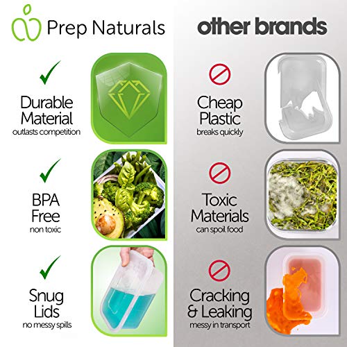 Food Storage Containers with Lids - Plastic Containers with Lids (50 Pack,17 Ounce) Plastic Containers for Food Container - Freezer Containers Plastic Food Containers Deli Containers by Prep Naturals - Thumbnail 6