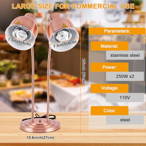 YMJOINMX Food Warmer Lamp Heat Lamp with Bulbs for Food Heating Lamp Commercial Food Buffet Warmer Lamp Restaurant Food Service by YMJOINMX - Image 4