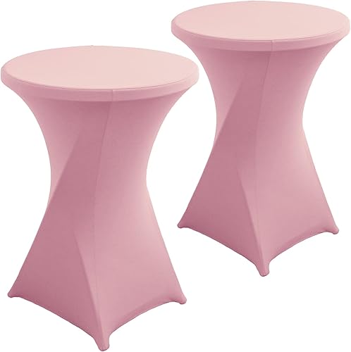 Paquete de 2 fundas de elastano rosa para mesa de cóctel, mantel redondo elástico, mantel ajustado para bodas, fiestas, banquetes, bares, eventos,