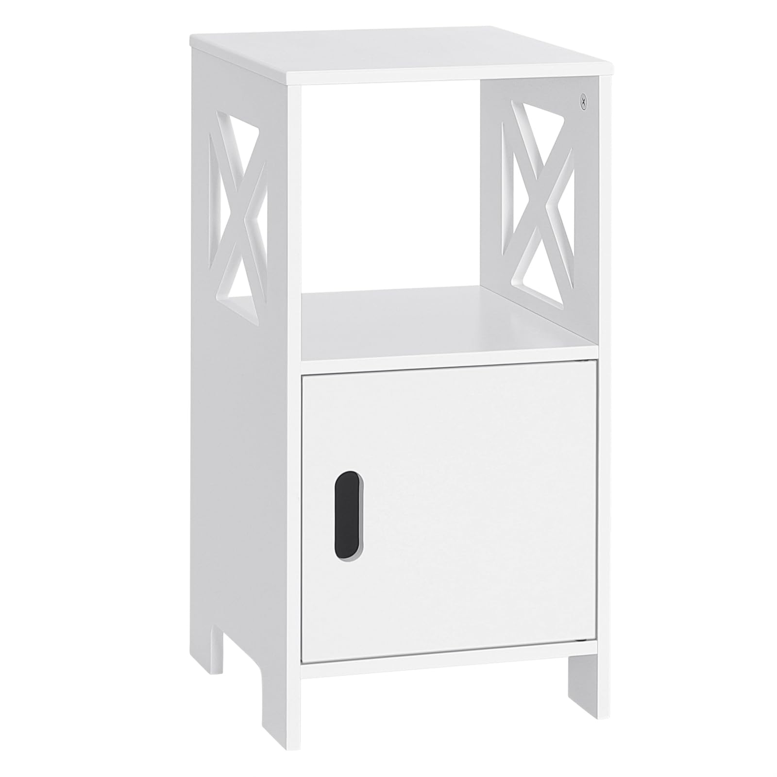 WOLTU 2XMesita de Noche Blanca, Mesilla de Noche Estrecha Dormitorio para Almacenar, 30x30x60 cm, Mesita Auxiliar con Compartimento Abierto y Gabinete con Puerta, Estilo Moderno, MDF, TSR166ws-2
