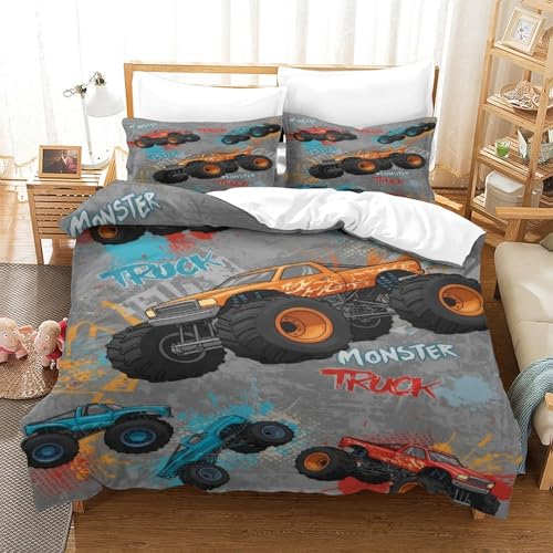 Linge de lit hypoallergénique housse couette 3D 220x240cm microfibre 3 pièces camion