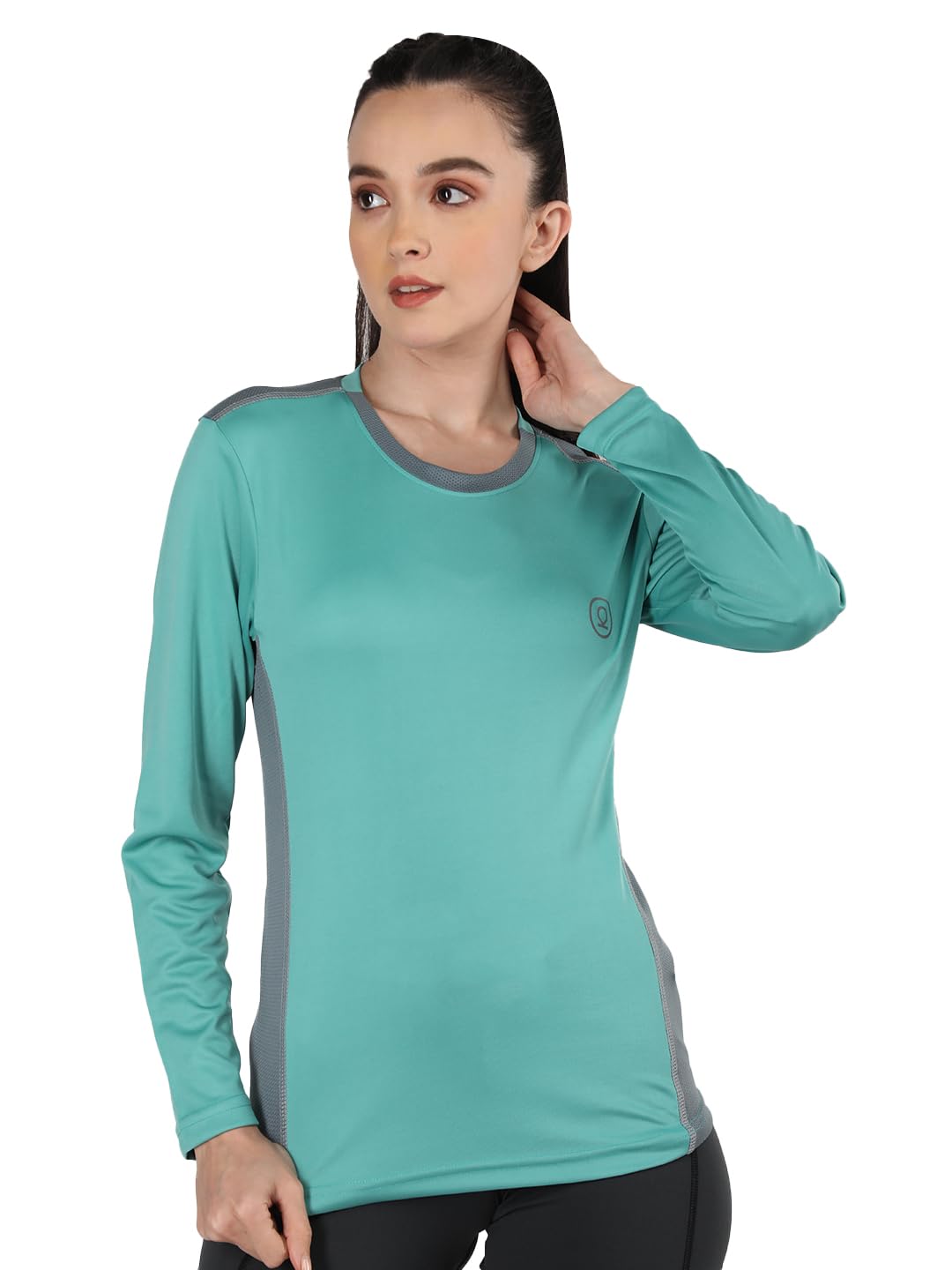 CHKOKKO Women’s Activewear Sports Gym Workout Full Sleeve T-Shirt Lightweight UV Protection Breathable Stretch Round Crew Neck for Training Running Yoga