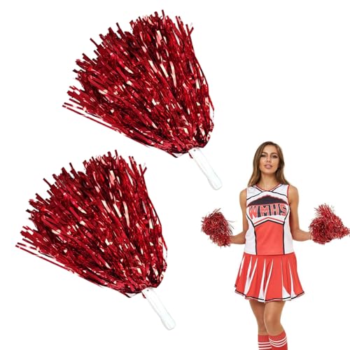 Pompones de Animadora, Pompones Cheerleader, 2 Piezas Pompones de Animadora con Asas Cheerleading, Pompoms Animadoras para la Escuela, para Animar, Pompones Ideal para Bailar, Deportivos, Fiesta