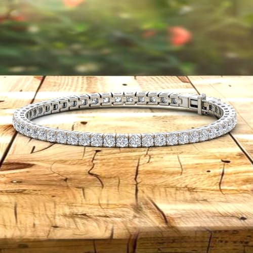 Image of 2 to 7 Carat Natural Diamond Tennis Bracelet for Women in 14K Gold (7 Inch) - IGI Certified (I1-I2 Clarity)