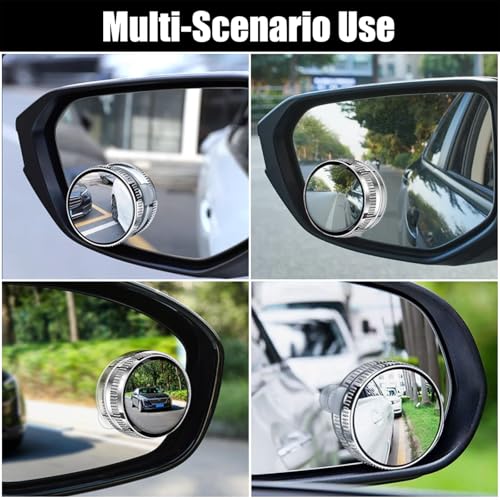 2 Stück Toter Winkel Spiegel Auto, Auto Toter Winkelspiegel Abnehmbar, 360° Drehbarer Weitwinkel Einstellbare Wasserdichte, HD Selbstklebend, für Allzweckfahrzeuge, LKWs, SUVs, HD-Glas-Spiegel