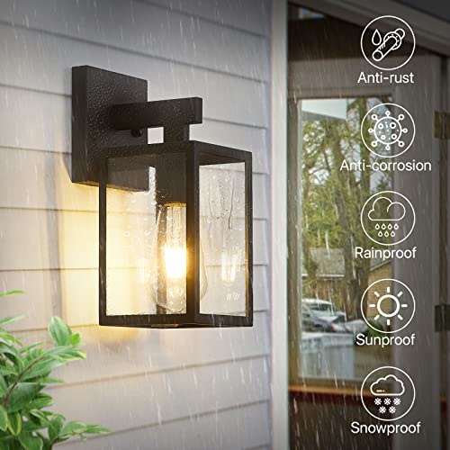 Doltoro Outdoor Wall Light Fixtures, Exterior Waterproof Wall Lanterns With Clear Glass Shade, Anti-Rust Porch Lights With E26 Socket, Black Wall Lamps For Entryway Patio Garage Bathroom Living Room #TOP1