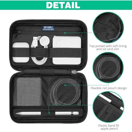 Image of WIWU MacBook Organizer, Electronics Organiser, Travel Case, Tech Pouch, Carrying Bag for Hard Drives, Accessories Case for Cord, Apple Pencil, Cable,Charger, Pod, Mouse, RFID Enabled