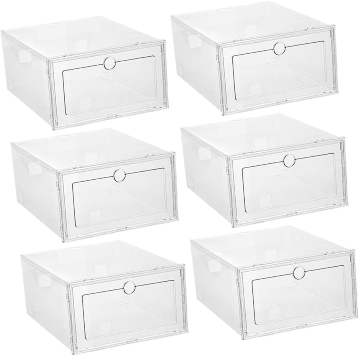 6pcs Transparent Plastic Shoes Storage Boxes Stackable Drawer-type Containers for Sneakers Dustproof and Organizer for Efficient Shoe Organization