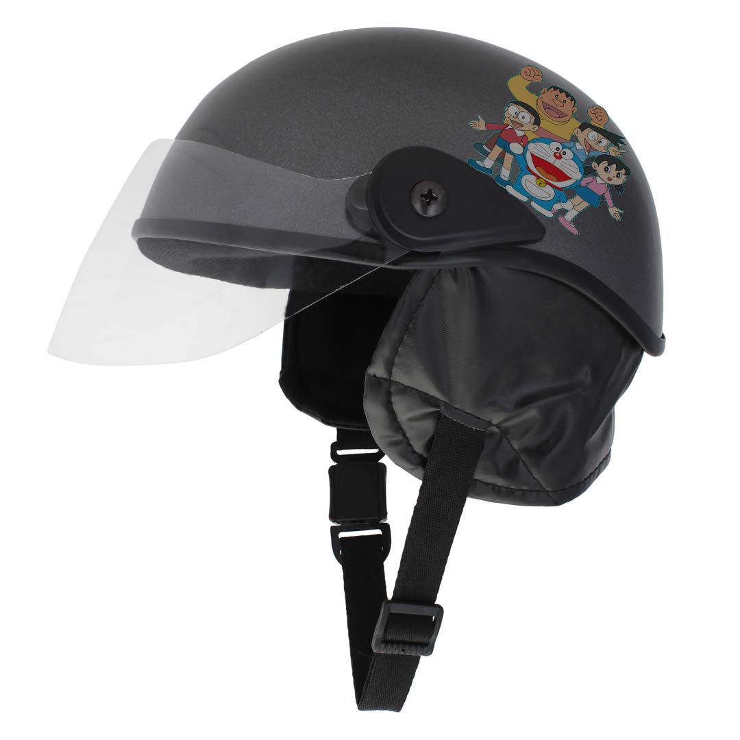 Sage Square Junior Adjustable Doraemon Kids Helmet for Safety and Comfort (3-12 Years) (Grey Glossy) Car & Motorbike