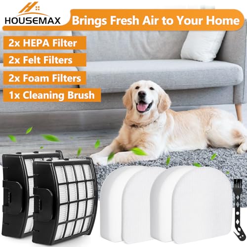 Image of HOUSEMAX AZ3901 Filter Replacement for Shark PowerDetect DuoClean Vacuum | Compatible with Shark AZ3901, UV3900, UV3900CCO PowerDetect DuoClean Upright Vacuum, 2 HEPA Filters, 2 Foam & Felt Filters