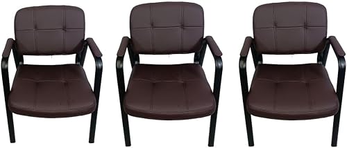 Smte - Leather Office Chair set of 3 - Brown with keychain