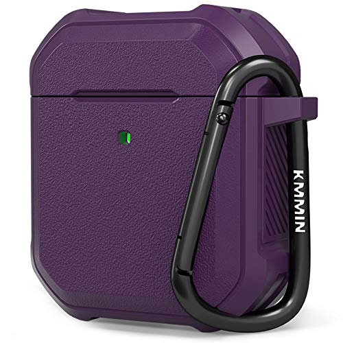 Airpods Case Cover, Ztacking Airpods 2 & 1 Protective Hard Case Rugged Full-Body Shockproof for Men Women with Keychain Front LED Visible Designed for Airpods 1 & 2 Gen - Purple