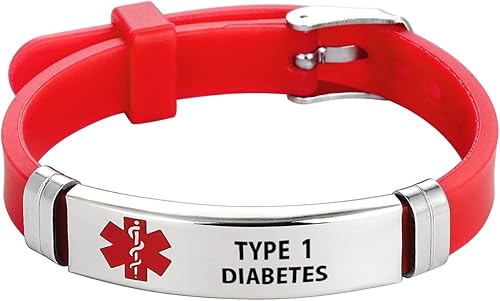Miniatura 7 de Pulsera de identificación médica con nombre grabado, alerta médica, pulsera deportiva ajustable de silicona para hombres y mujeres, acero inoxidable