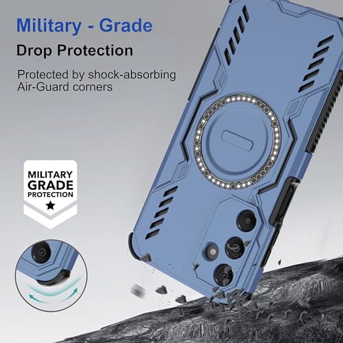 Image of amazon basics Back Case Cover for Samsung Galaxy A16 5G | Magnetic Case with Built-in Metal Ring | Supports Mag-Safe Charger, Wallet & Car Mount | Shockproof Hybrid PC + TPU | Blue