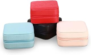 DOITOOL Small Jewelry Box Travel Organizer Portable PU Leather for Women | Red, Multifunction Storage for Earrings and Rings, Compact Case for Personal Use and Gifting