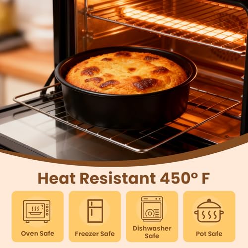8 Inch Round Cake Pan Set of 3 - Nonstick Carbon Steel Cake Baking Pans with 100 PCS Parchment Paper, Dishwasher Safe, Durable for Layer Cakes, Birthday & Christmas Baking - Image 5