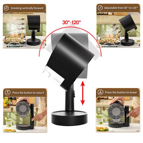 Yoicee Tragbare Dunstabzugshaube – Mit abnehmbarem Aluminium-Fettfilter, 3-Stufen-Abluftsystem für Indoor- und Outdoor-Kochen im Wohnmobil, Kompakte Küchenlüftung für BBQ (Black)