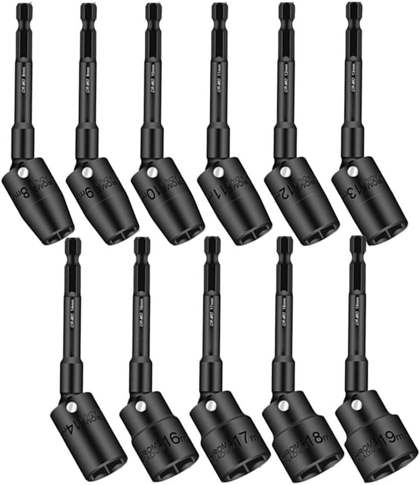 For 360 Degree Rotatable Hex Socket Head Adapter H8H19, 100mm Compatible with Electric Wrenches (11mm)