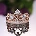 2Pcs / Set Rose Color Heart Crown Women Rings With Shiny Zirconia Romantic Wedding Engagement Jewelry Birthday Gift Fashion with nice