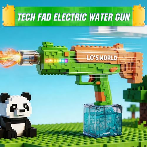 Electric Water Gun for Adults Kids, Automatic Squirt Gun Water Blaster Soaker with LED Flashing Lights, Perfect Summer Outdoor Pool Beach Party Toys for Boys Girls (Green) — view 2