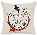 Pumpkin Maple Leaf Wreath Personalized Trick Or Treat Halloween Gifts New Home Room Sofa Car Decorative Cotton Linen Throw Pillow Case Cushion Cover Square 18 X 18 Inches