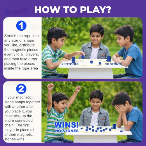 Image of Kidology Magnetic Strategy Game for Kids & Adults | Magnetic Chess Board Game with 20 Pieces & Rope Boundary | Brain Teaser Logic Puzzle | Family Tabletop Game for Focus & Critical Thinking | Gifts