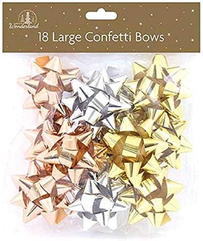 18 Large Gift Bows, Silver, Gold and Rose Gold Bows for Christmas