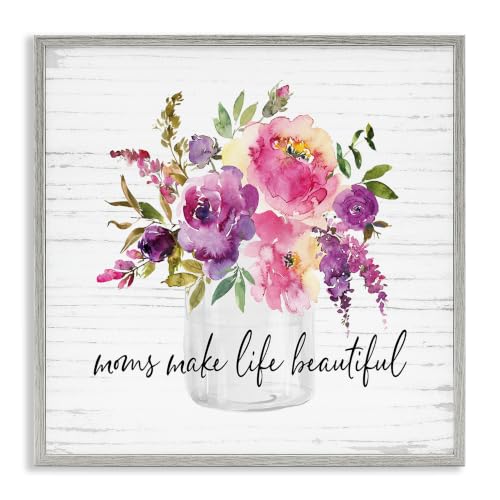 Mom's Watercolor Flower Bouquet, 24 x 24 Inch Framed Giclée Print