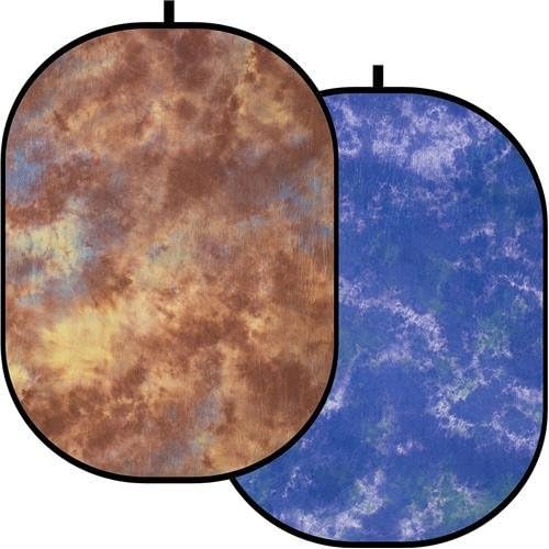 Flashpoint 60x78" Collapsible Disc Background, One Side Light Browns /Light Brown, the Other Side Purple/ Dark Gray/ Light Gray - with Zippered Carrying Case