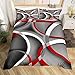 Stripes Duvet Cover Queen for Boys Girls Kids Gray Black Red Swirls Bedding Set Abstract Stripes Circle Comforter Cover Child Modern Simple Style Decor Bedspread Quilt Cover for Kids Room,Soft,Zipper