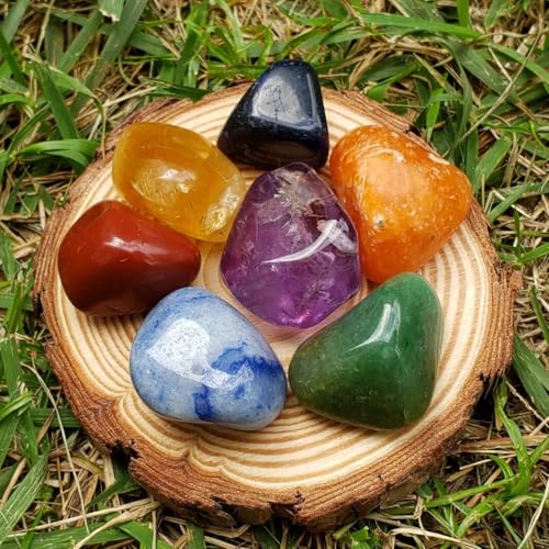 Kit Pedras 7 Chakras Cristais Naturais Para Meditação Reiki - Cristais Rolados para Energia, Equilíb