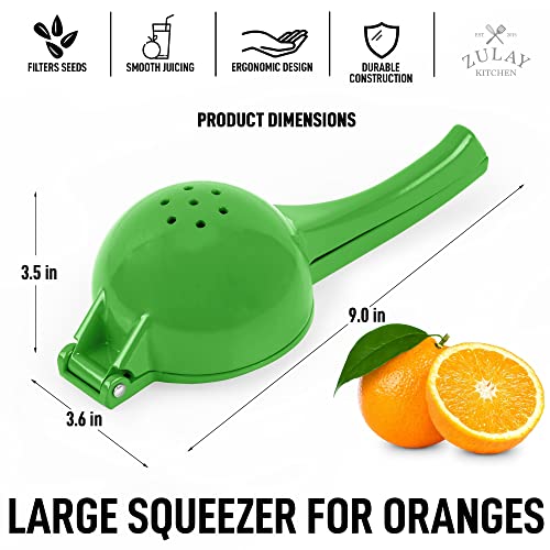 Zulay Premium Quality Metal Orange Squeezer, Citrus Juicer, Manual Press For Extracting The Most Juice Possible - Orange Juicer (Green) #TOP4