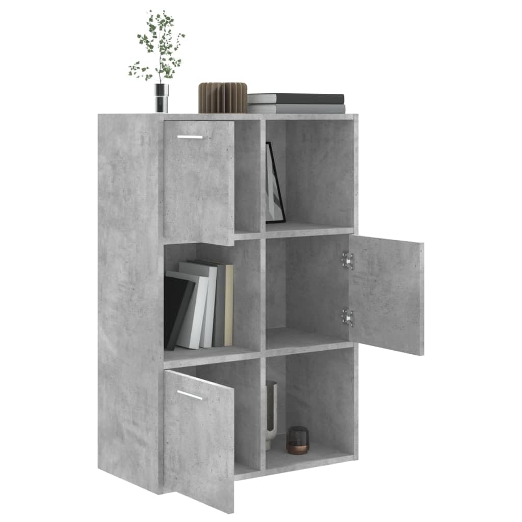 Libreria con spazio di archiviazione, pratica libreria, organizzatore cubo, armadietto portaoggetti grigio cemento, 60 x 29,5 x 90 cm, in legno di legno, adatto per soggiorno, camera da letto