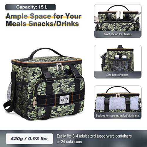 Lekesky Lunch Bag Leakproof Lunch Tote Bag Insulated Lunchbox For Men Lunch Box For Adults Army Green Camo，Medium,15L #TOP2