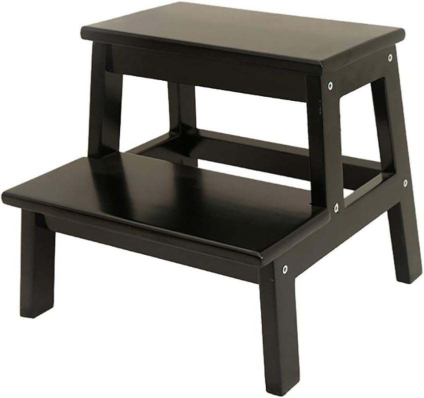 LUNEZY Ladder Stool Solid Wood,Anti Slip Children's Chairs Household Bench Mazar Stool Shoe Bench Multifunction Adult Step Stool Stepladders (Color : Black, Size : 39.5 * 35cm)