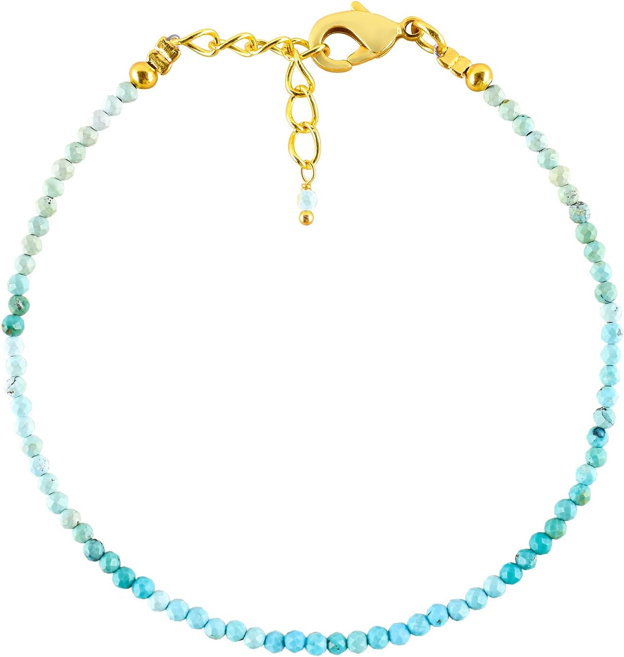 Natural Gemstone Micro Beads Dainty Bracelet Jewelry for Women, Birthstone, Chakra Energy Crystals, 14k Gold Plated Chain 8 inch Adjustable - Image 5