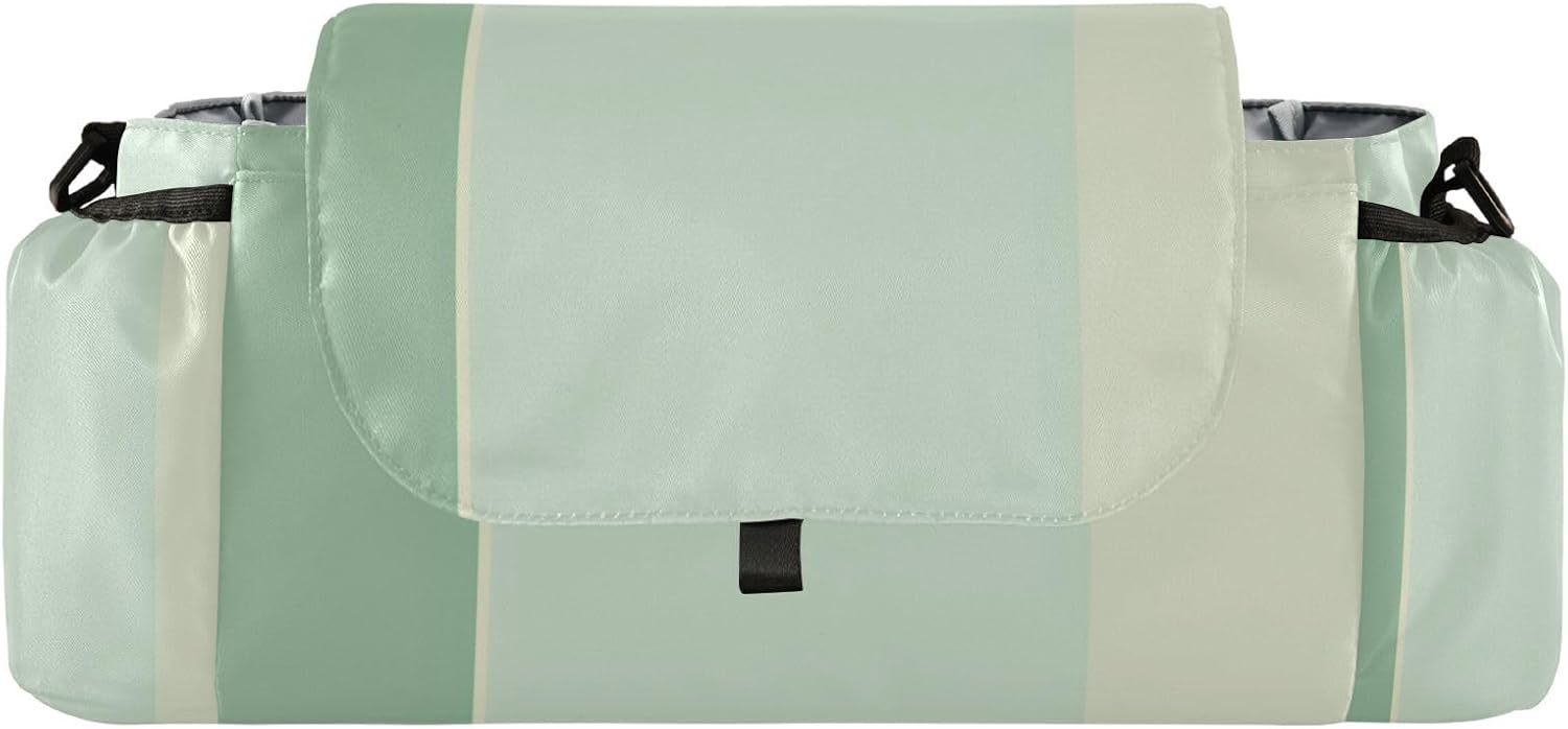A Light Green Solid Color double umbrella stroller organizer baby storage caddy straps accesorios para bebé