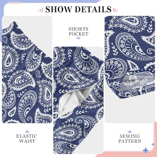 ZZXXB Paisley Flowers Blue Pattern Boys Long Pants Soft Trousers Elastic Waist Kids Lounge Bottoms with Pockets S-XL4