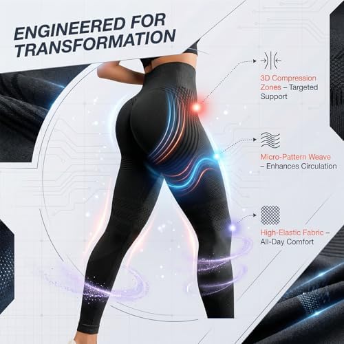 2026 New 3D Silix Anti Cellulite Leggings for Women High Waisted Tummy Control Butt Lifting Yoga Pants (Large,Black)