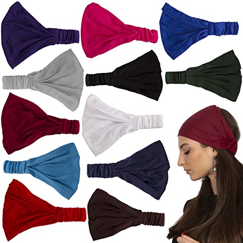 Coveryourhair Wide Sport Headband - Cotton Headbands - Yoga Hairband 12 Pack (12 Pack Wide Headbands) #TOP14