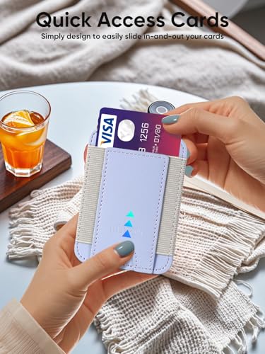 Miroddi Credit Card Holder with Find My, Premium Leather Small Wallet for Women, RFID Blocking Slim Card Wallet for Women Men, Minimalist Business Credit Card Wallet, Holds Up to 14 Cards, Purple — view 6
