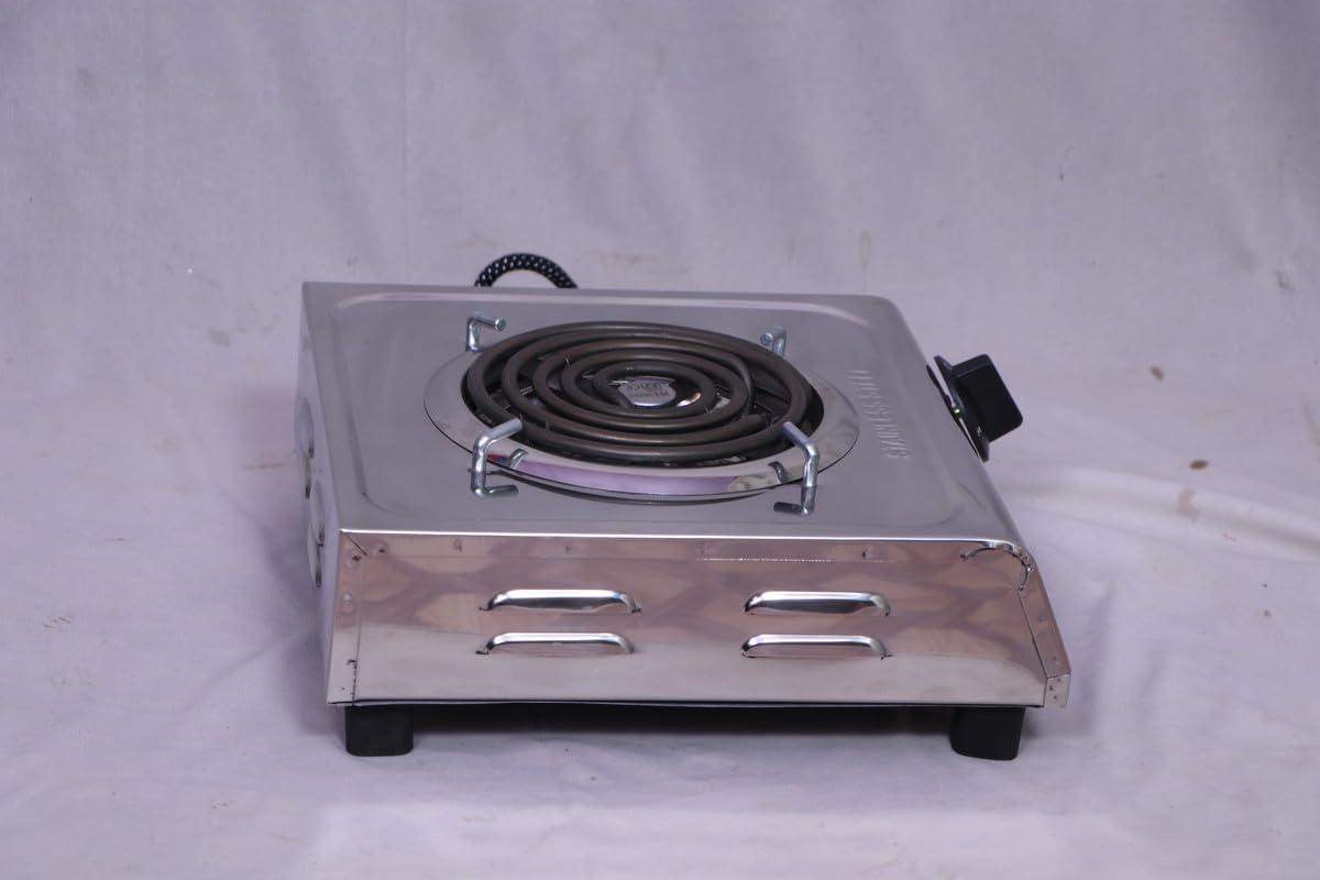 Bright Berg SUPER DUPER 100% Stainless Steel Butterfly 1500 Watt Radiant Cooktop|G-coil|Hot Plate With 3 Adjustable Level Indicator (Black, 1 Year Warranty)