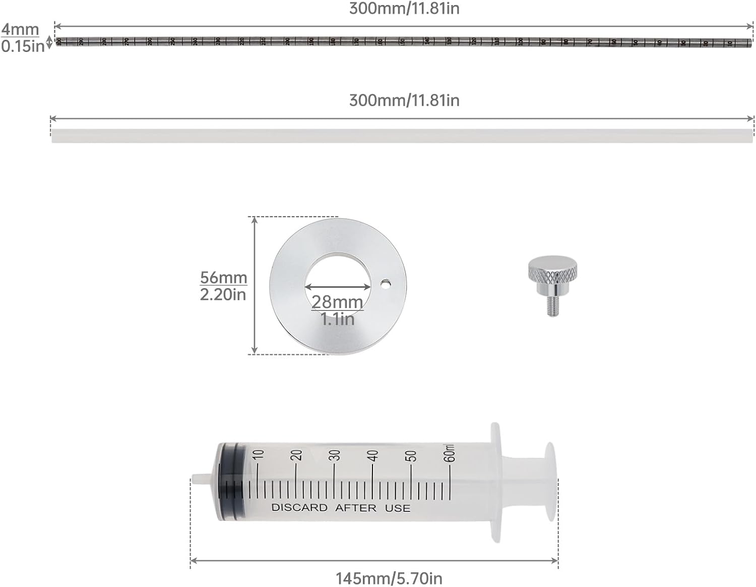 Windance Motorcycle Fork Suspension Oil Level Measurement Gauge Tool with Adjustable Ring, 60ml Front Fork Oil Syringe Tool