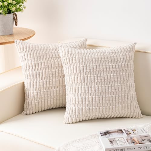 Pack of 2 Corduroy Decorative Throw Pillow Covers 18x18 Inch Soft...