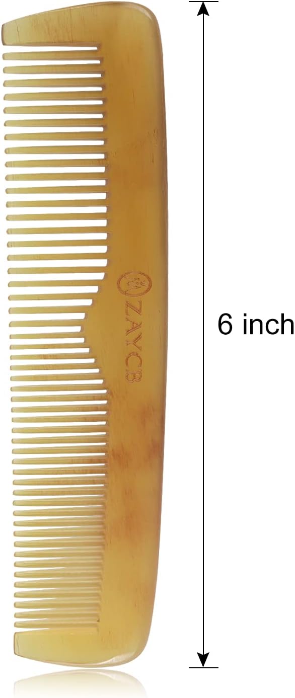 Pocket Comb & Horn Comb, Wide Tooth/Fine Tooth Comb for Hair Care, Natural Hair Detangler Styling Beard Comb, Hair Comb for Men and Women