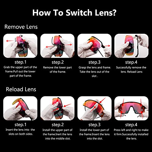 Oulaiqi Cycling Sunglasses Sports Sunglasses For Cycling Men Women With 4 Interchangeable Lens Cycling Glasses #TOP5