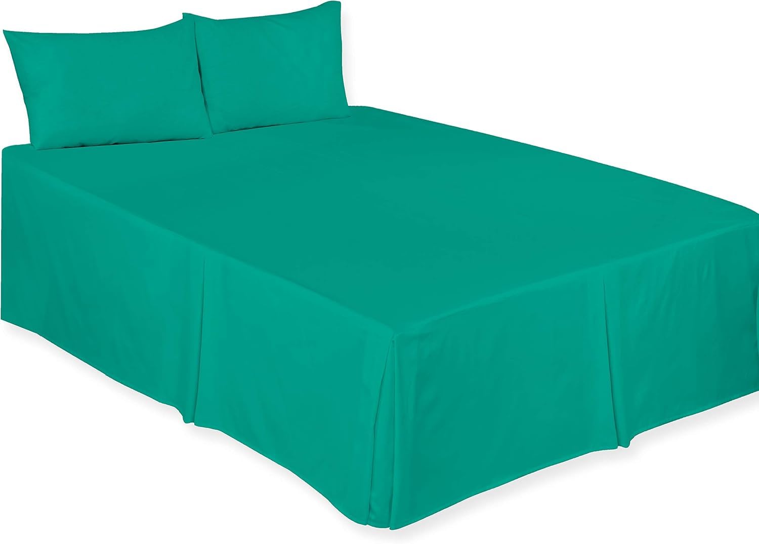 Luxury Plain Dyed Poly Cotton Platform Base Valance Sheet in and Sizes (Teal, Double)