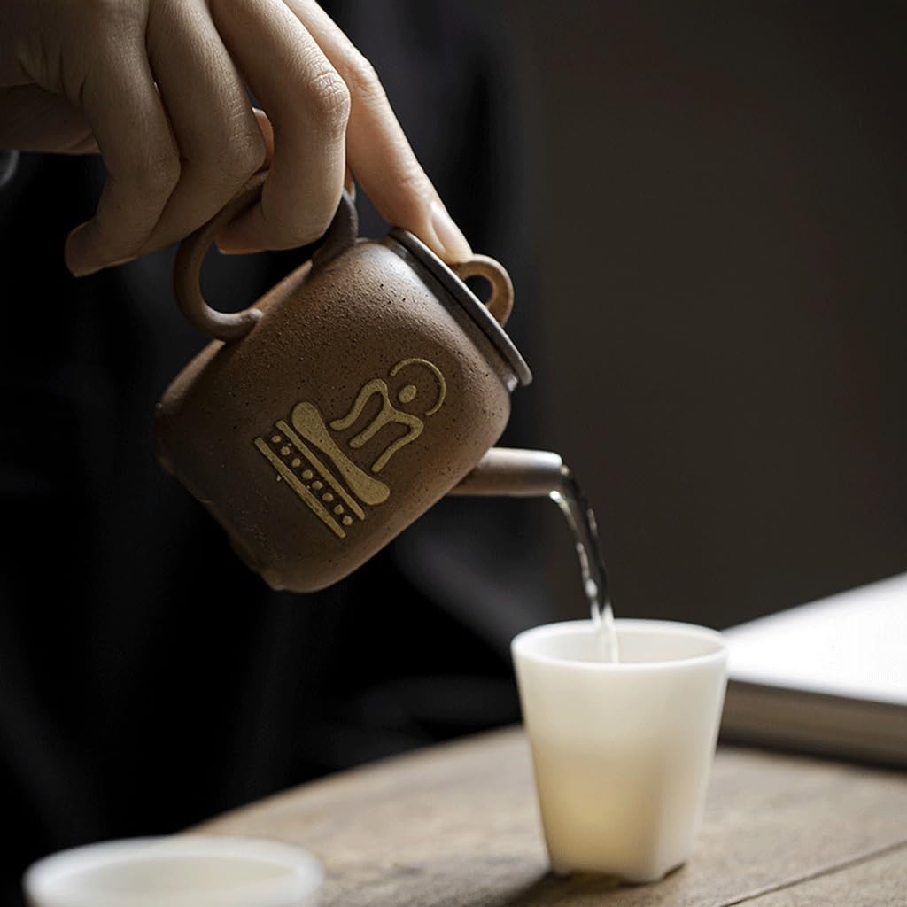 Tetera de Kung Fu Para Hacer té Tetera Zen de cerámica for estudio en casa, tetera individual, juego de té creativo for oficina, tetera de Kung Fu de cuatro vías Juego de Té de Cerámica