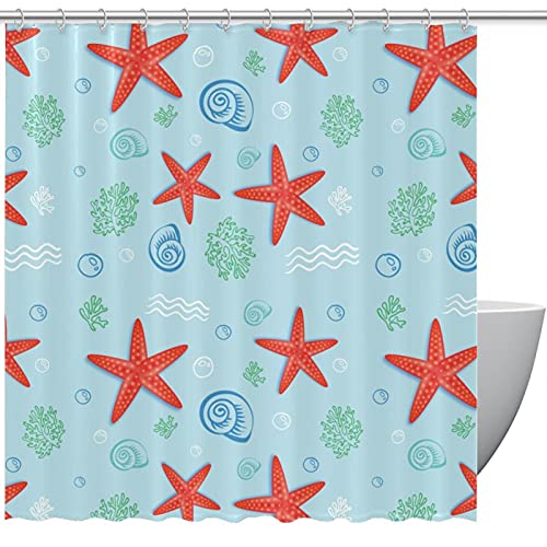 Rideau de douche imperméable motif conque rouge 168x183 cm avec ses 12 crochets