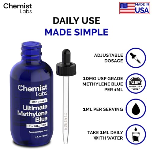 Chemist Labs Pharmaceutical Grade Methylene Blue Liquid - 180 Days Supply (6 Months)